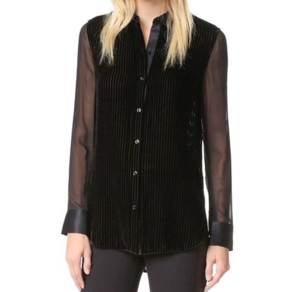 Rag & Bone Lila Striped Burn Out Button Down Silk S - Picture 1 of 6